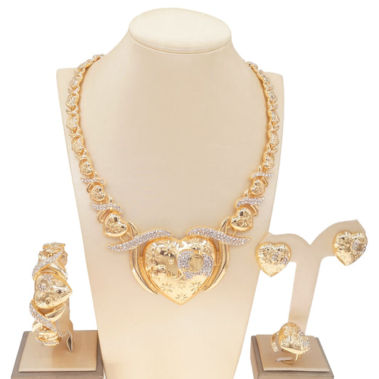HUGS &KISSES xo big heart elephant set gold Plated #128