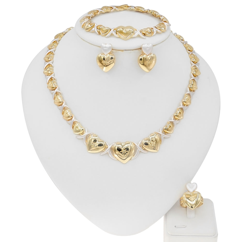 HUGS &KISSES xo two tones set gold Plated #137