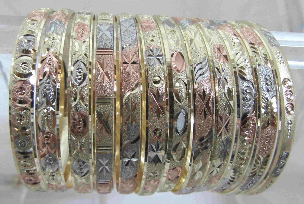 18k Gold Layered Real Gold-Filled Bangles Dozen 12pcs 6mm