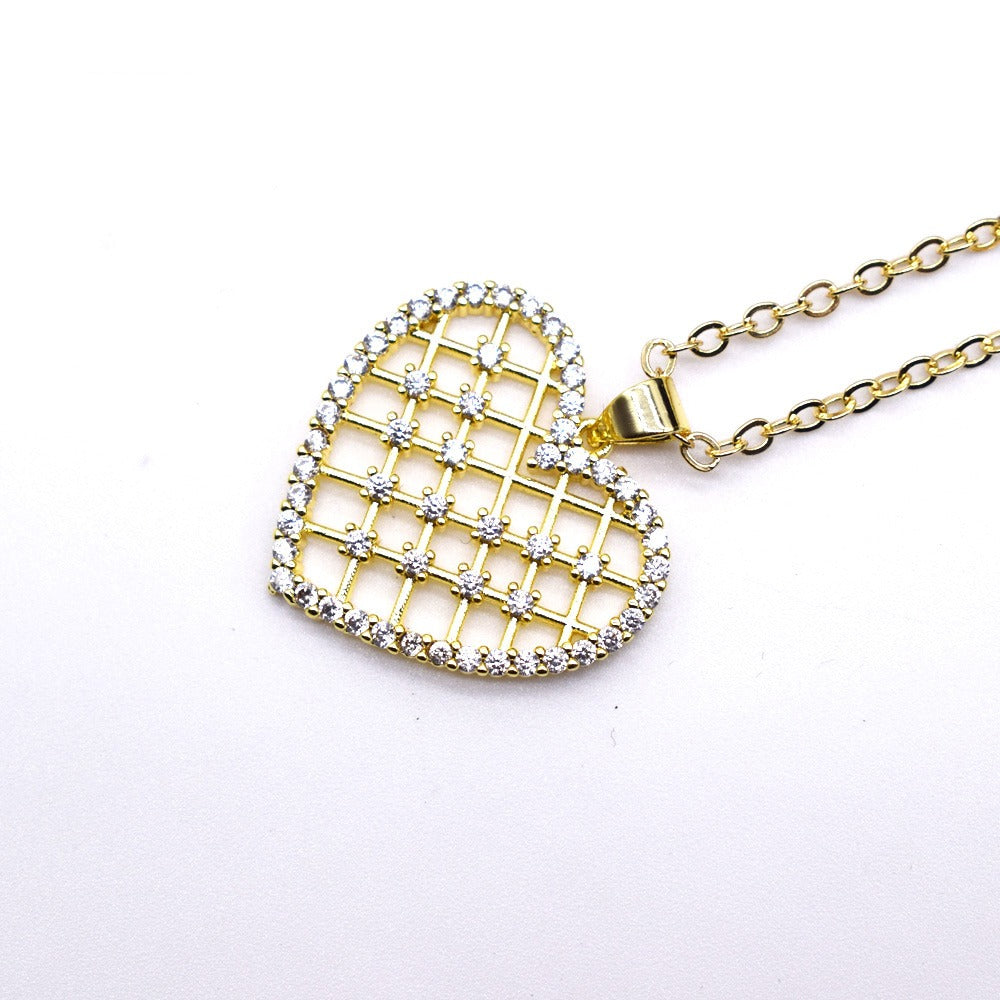 18k Layered Real Gold Filled hearts pendant charm with necklace chain #31