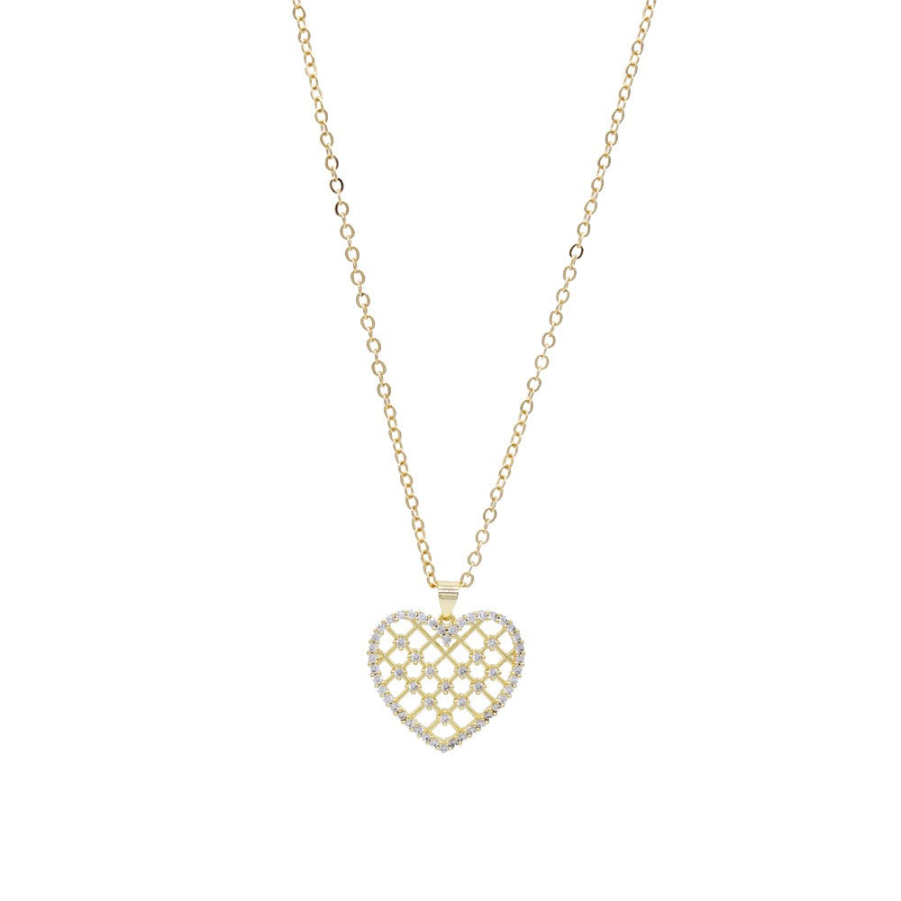 18k Layered Real Gold Filled hearts pendant charm with necklace chain #31