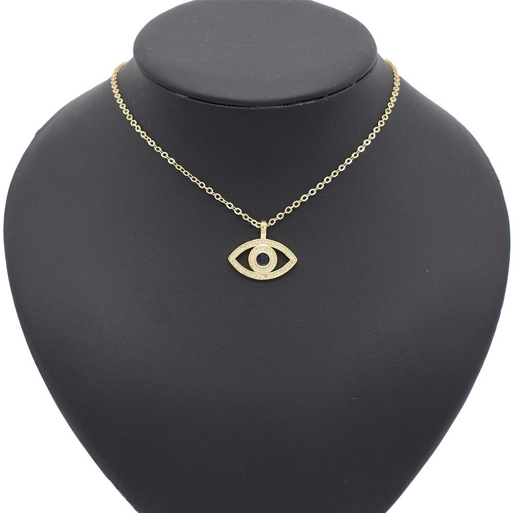 18k Layered Real Gold Filled evil eye charm pendant with 18" necklace chain #33