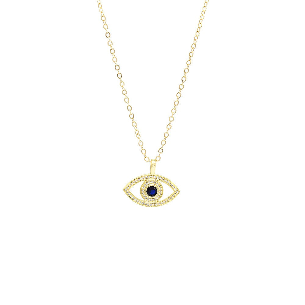 18k Layered Real Gold Filled evil eye charm pendant with 18" necklace chain #33