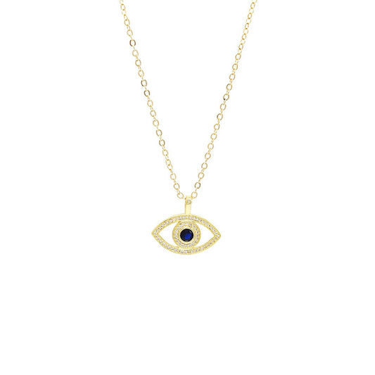 18k Layered Real Gold Filled evil eye charm pendant with 18" necklace chain #33