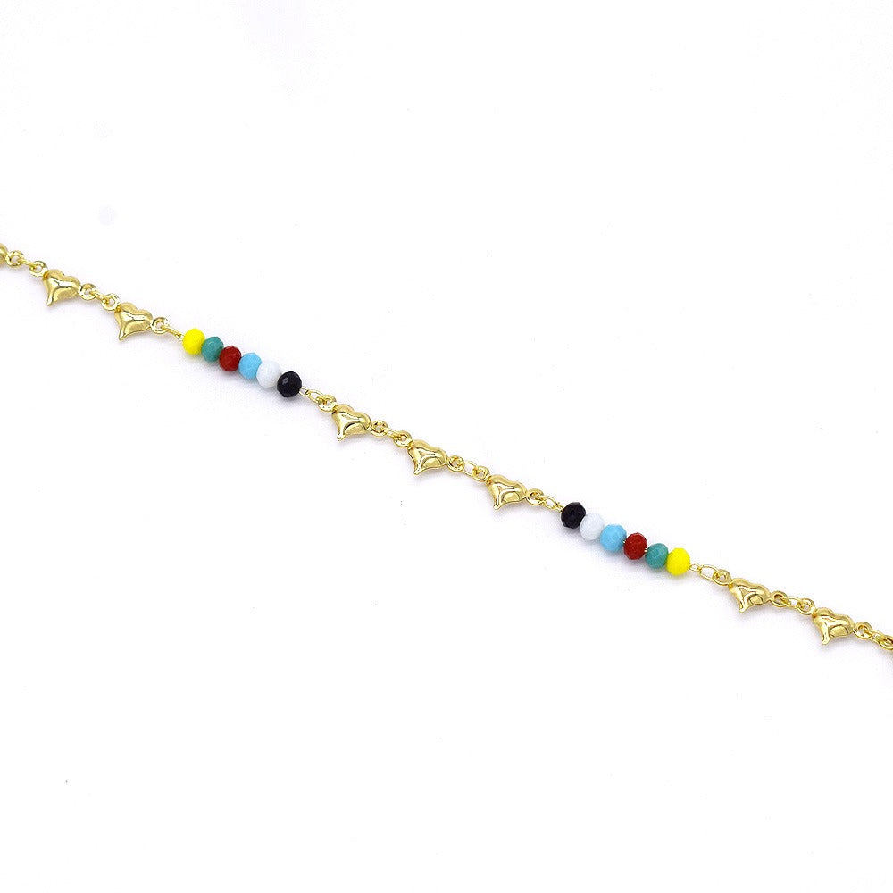 18k Layered real gold Plated hearts anklet bracelet #37