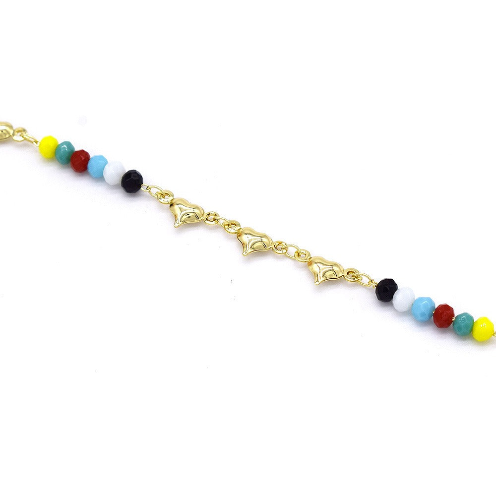 18k Layered real gold Plated hearts anklet bracelet #37