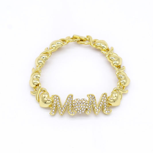 18k Layered real gold filled xo mom bracelet 7.5 inches #12