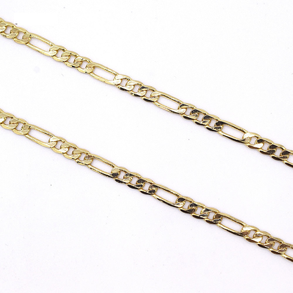 18k Layered Real Gold Filled Figaro link chain