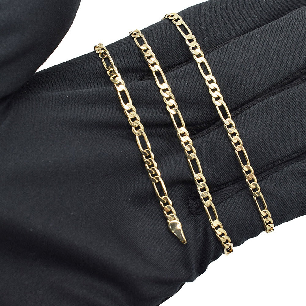 18k Layered Real Gold Filled Figaro link chain