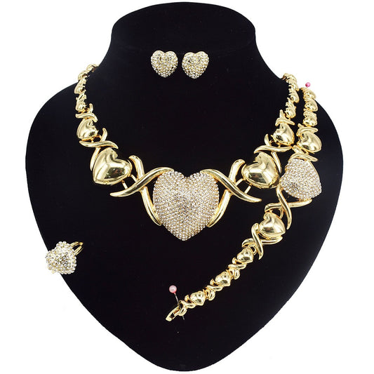 HUGS &KISSES xo big heart set gold Plated #49