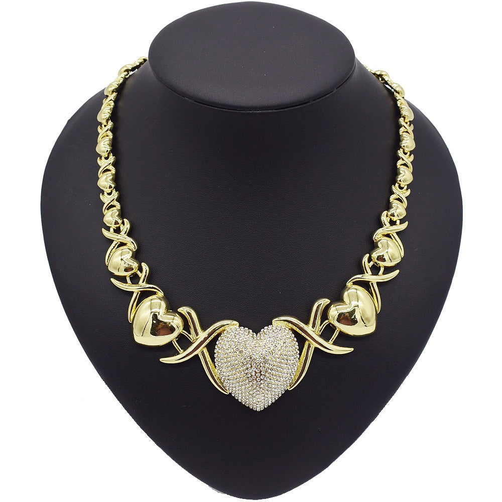 HUGS &KISSES xo big heart set gold Plated #49