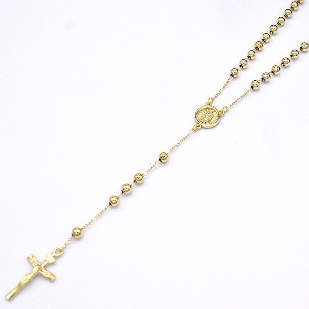 18k Layered real gold filled religious rosary necklace cross #8