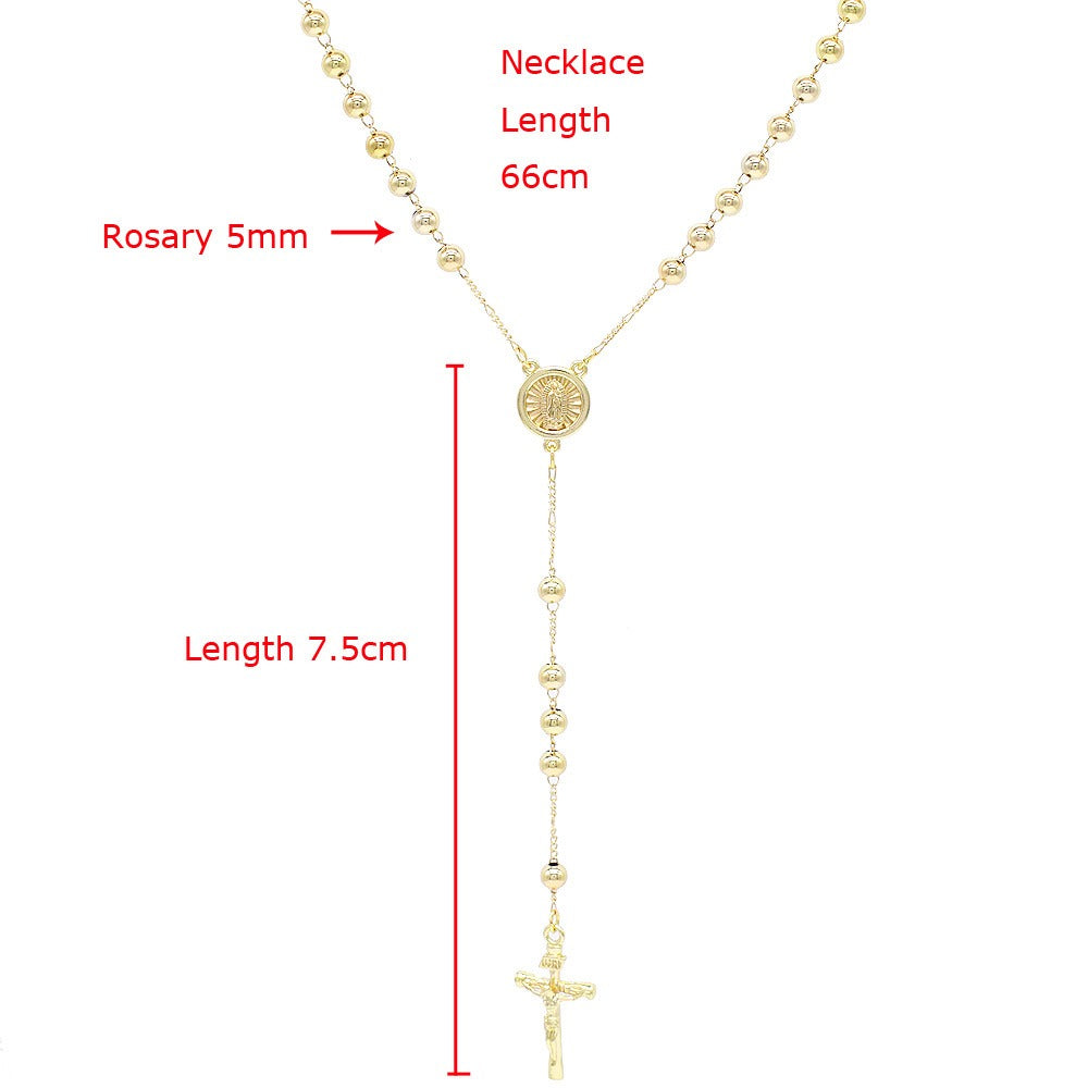 18k Layered real gold filled religious rosary necklace cross #8