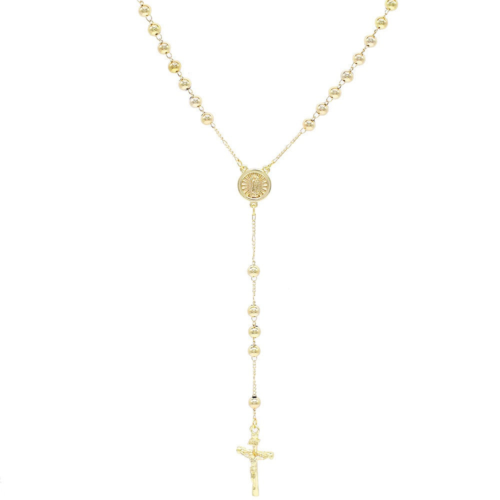 18k Layered real gold filled religious rosary necklace cross #8