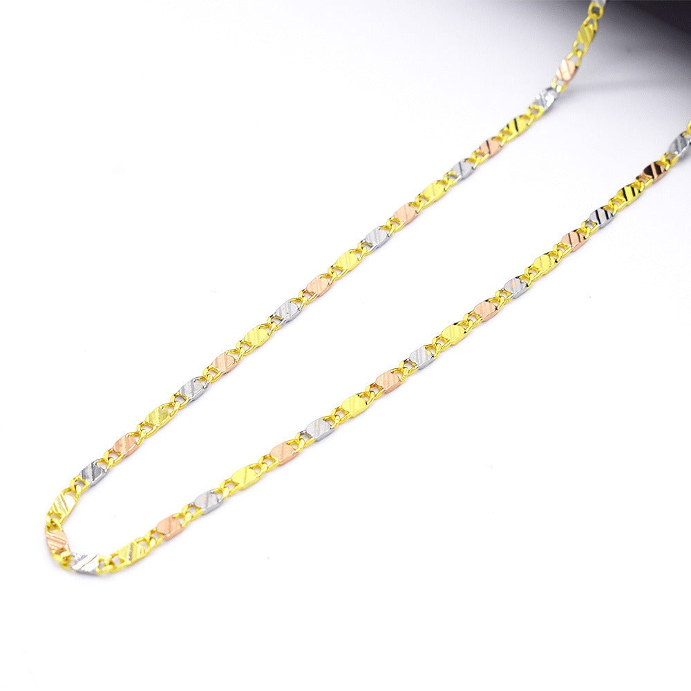 14k Layered Real Gold Filled Valentino tri colors chain necklace 24"