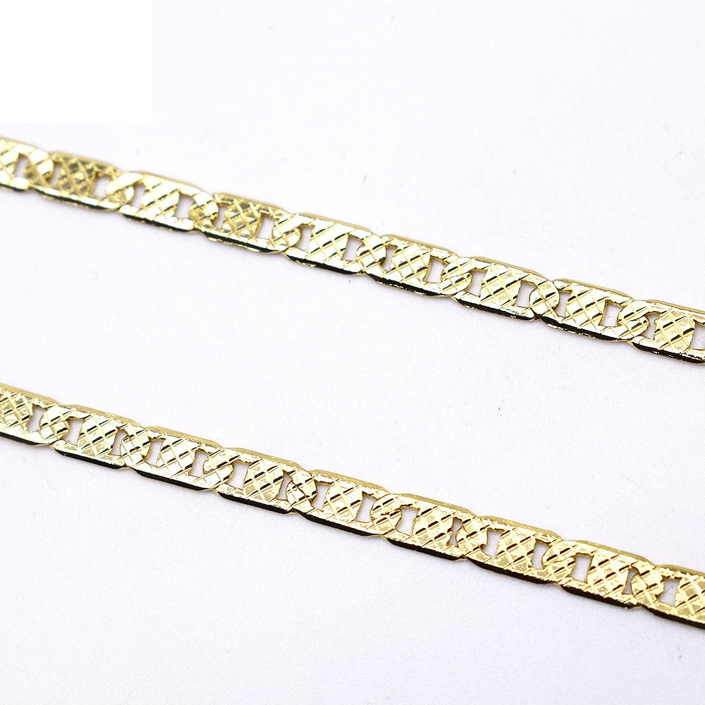 18k Layered Real Gold Filled mariner necklace chain diamond cut 24"