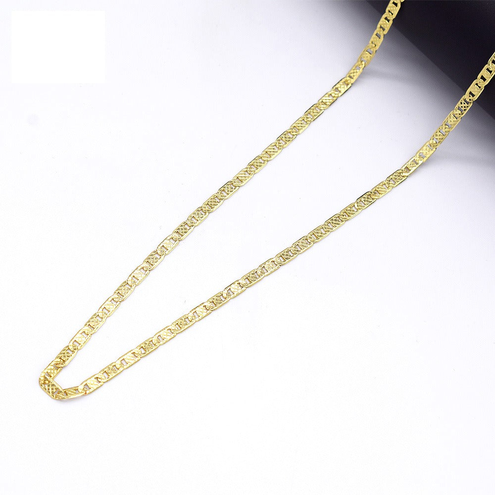 18k Layered Real Gold Filled mariner necklace chain diamond cut 24"