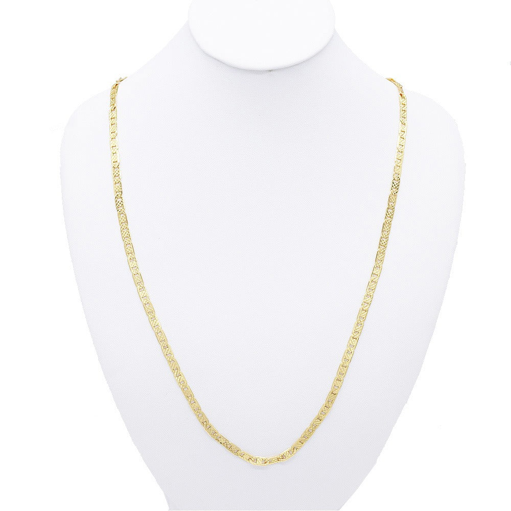 18k Layered Real Gold Filled mariner necklace chain diamond cut 24"