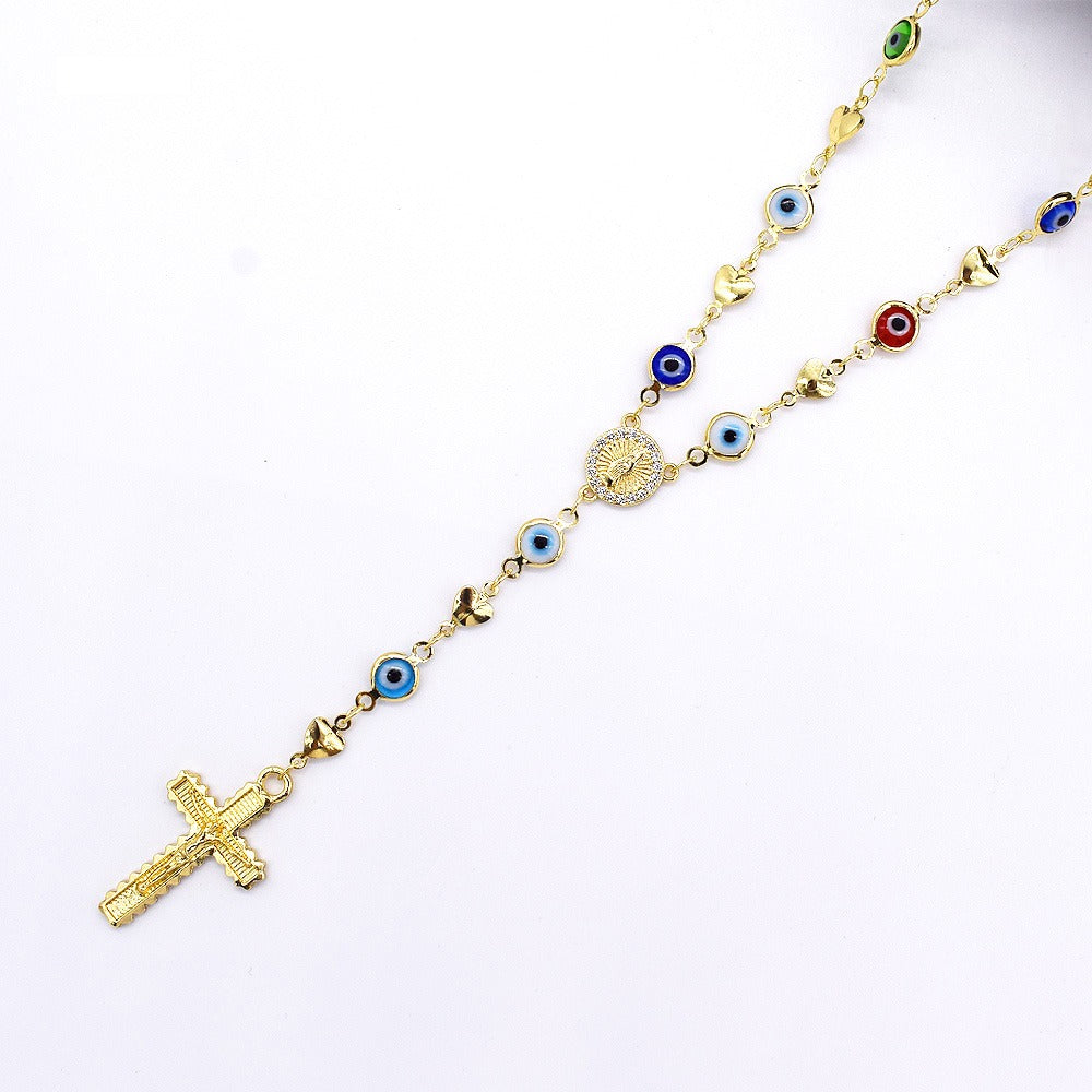 18k Layered real gold filled religious rosary necklace evil eyes #10