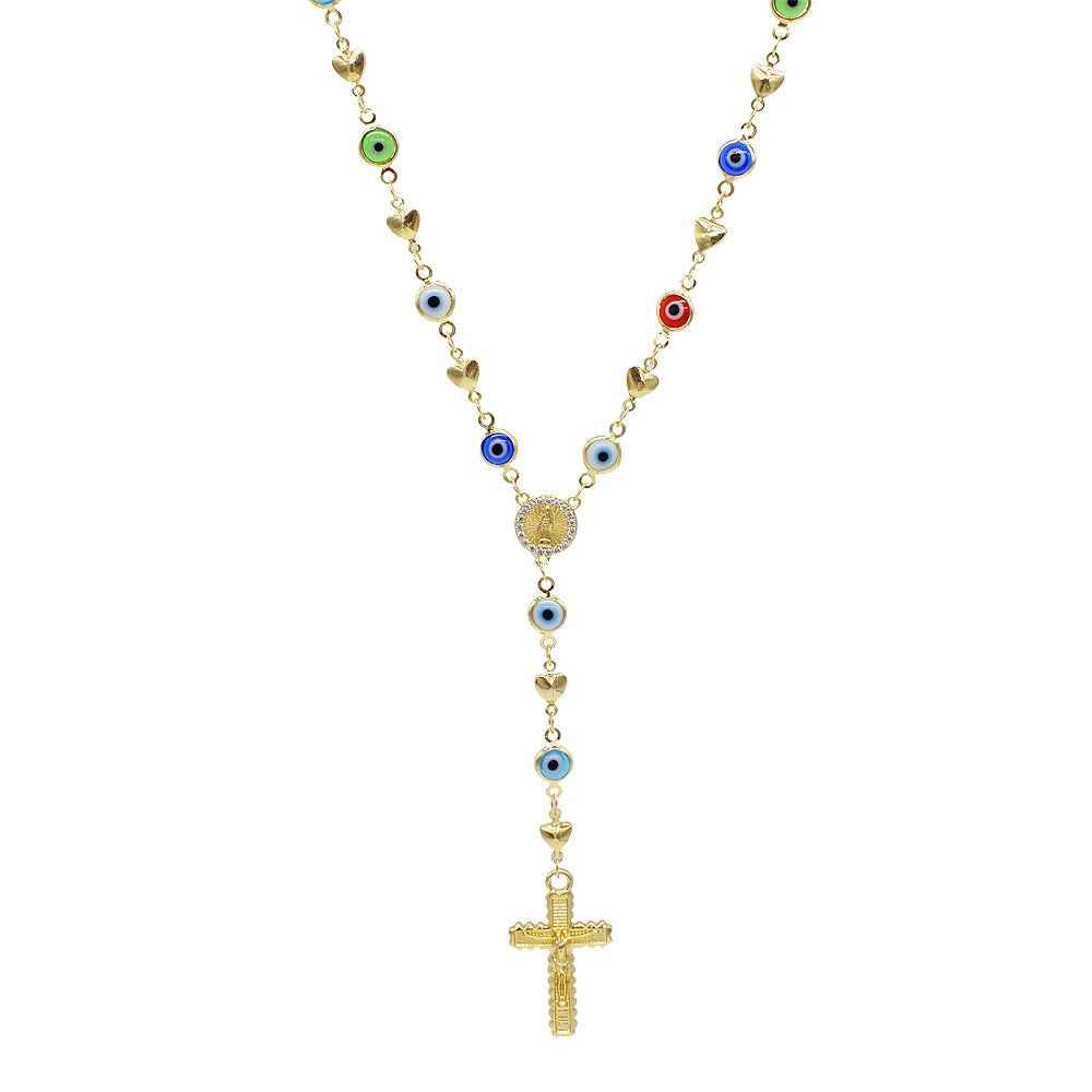 18k Layered real gold filled religious rosary necklace evil eyes #10