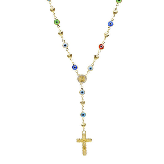 18k Layered real gold filled religious rosary necklace evil eyes #10