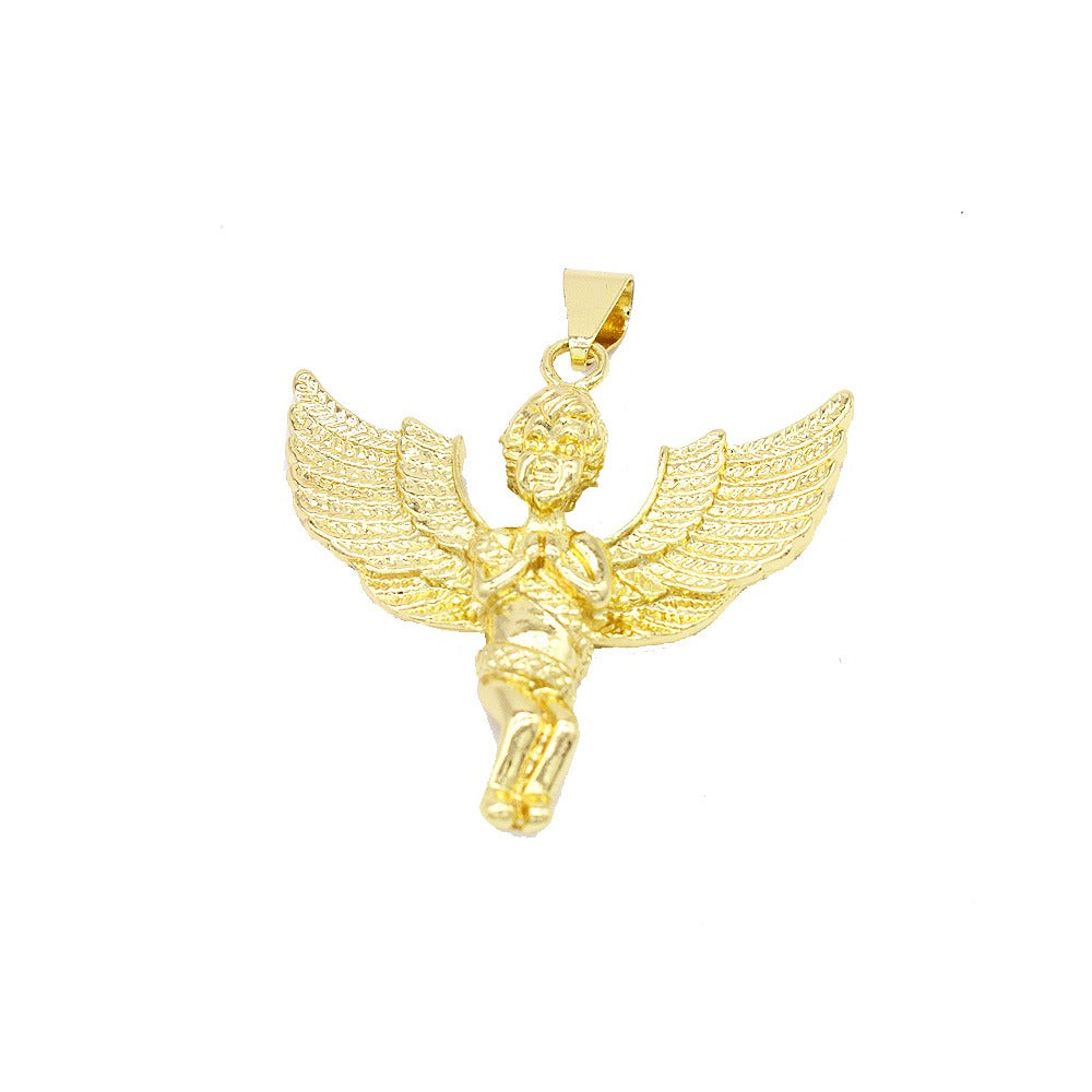 18k Layered Real Gold Filled angel pendant charm with 24" necklace chain #37