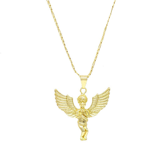 18k Layered Real Gold Filled angel pendant charm with 24" necklace chain #37