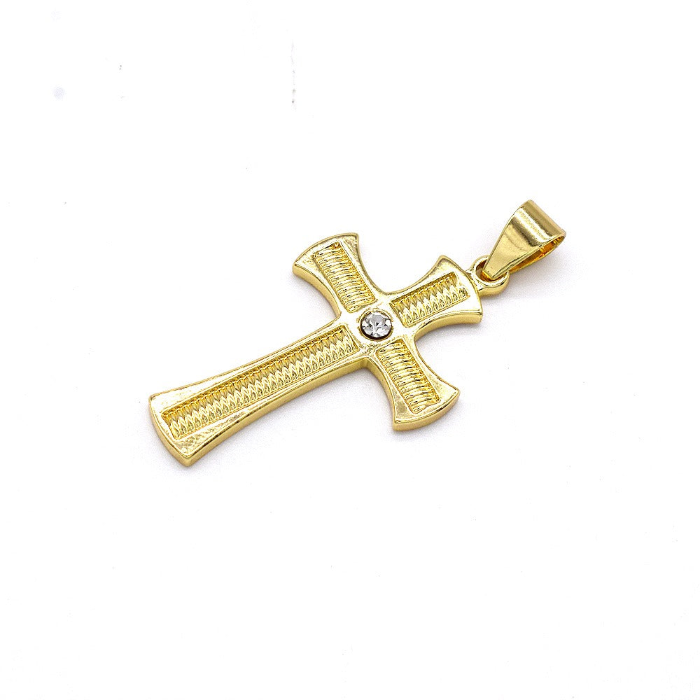 18k Layered Real Gold Filled cross pendant charm with 24" chain necklace #40