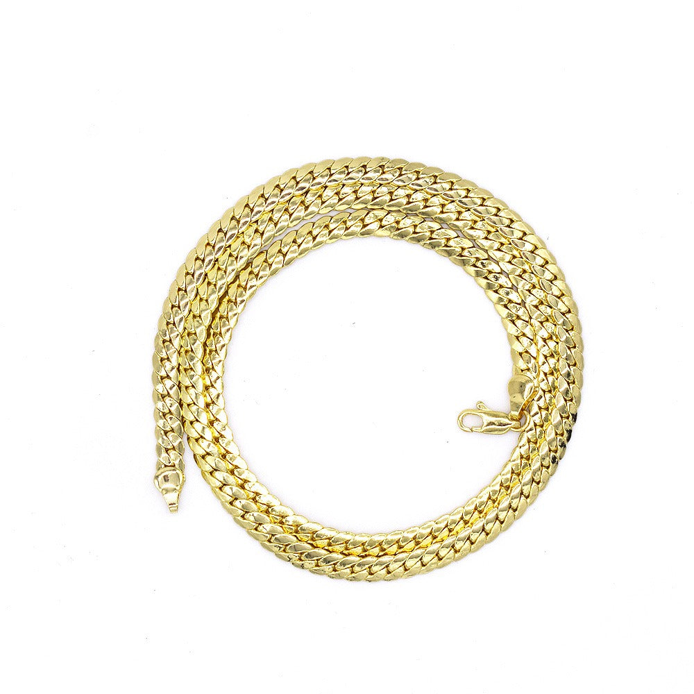 18k Layered Real Gold Filled close up cuben link chain necklace 24"