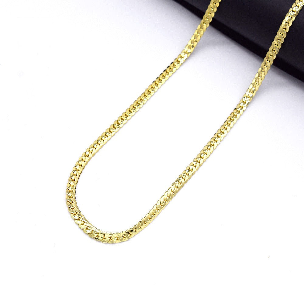 18k Layered Real Gold Filled close up cuben link chain necklace 24"