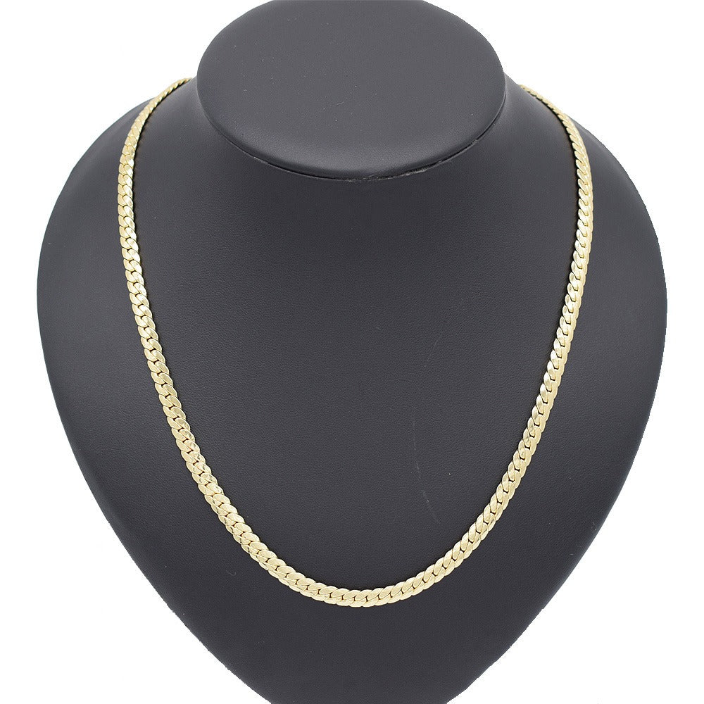 18k Layered Real Gold Filled close up cuben link chain necklace 24"