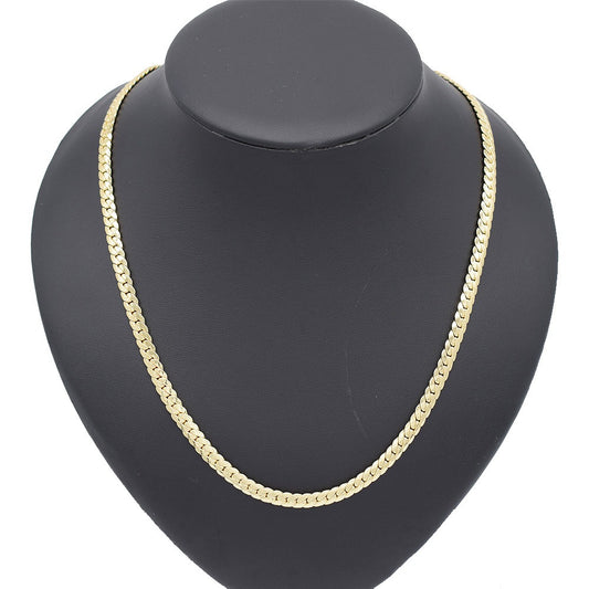 18k Layered Real Gold Filled close up cuben link chain necklace 24"