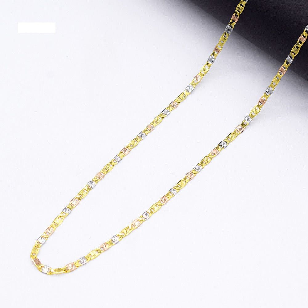 14k Layered real gold filled Valentino necklace chain link tri colors 24"