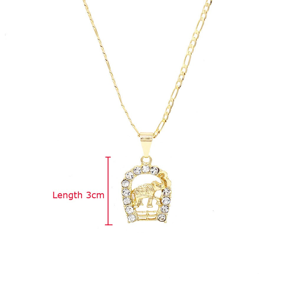 18k Layered Real Gold Filled elephant pendant charm with 24" necklace chain #41