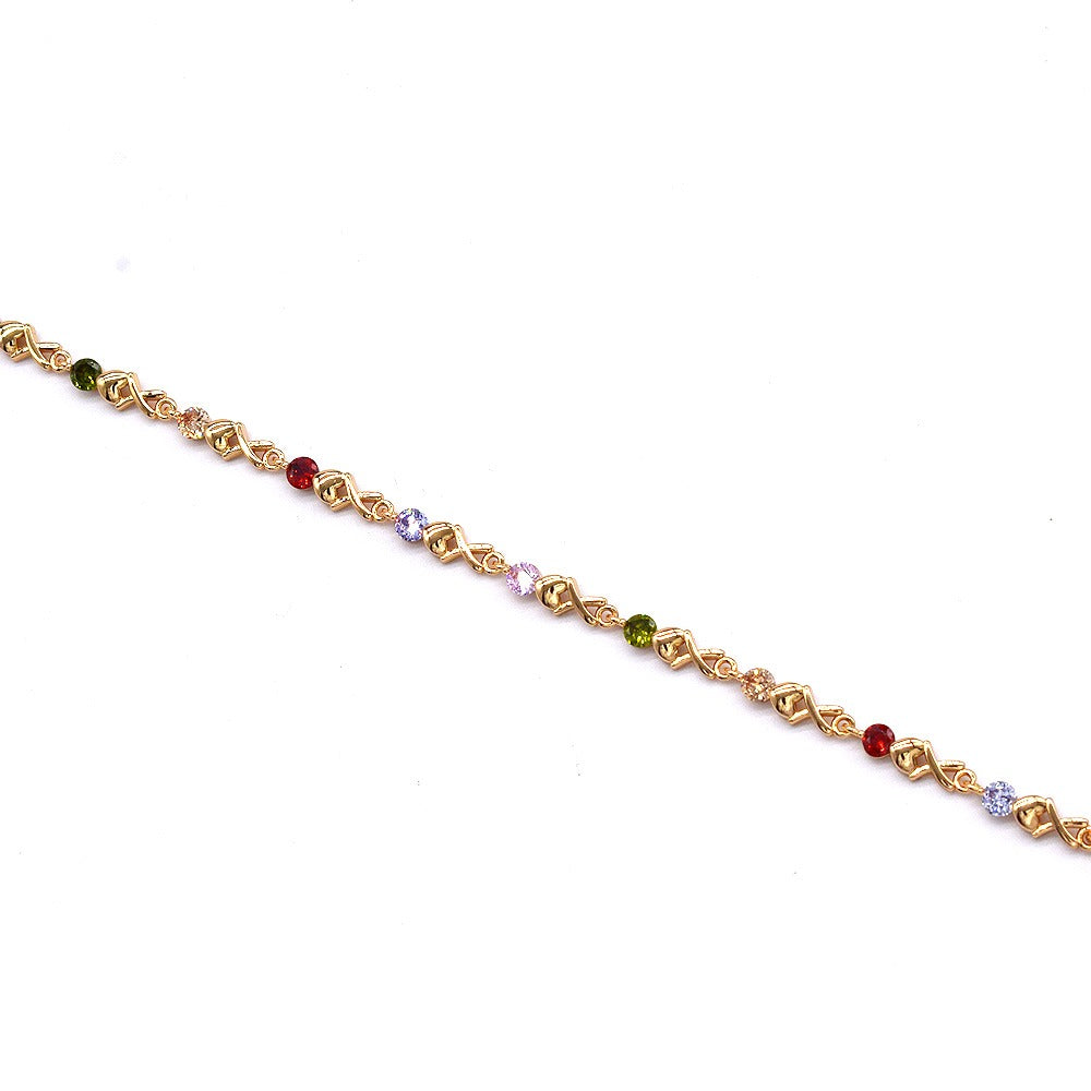 18k Layered real gold filled Colors stones bracelet 7.5 inches #14