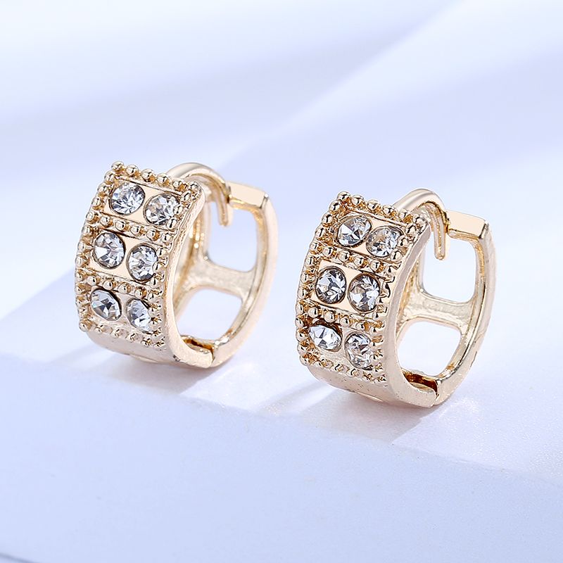18k Layered Real Gold Filled Icedout round huggies earrings #7