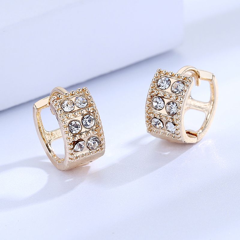 18k Layered Real Gold Filled Icedout round huggies earrings #7