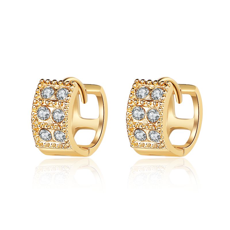 18k Layered Real Gold Filled Icedout round huggies earrings #7