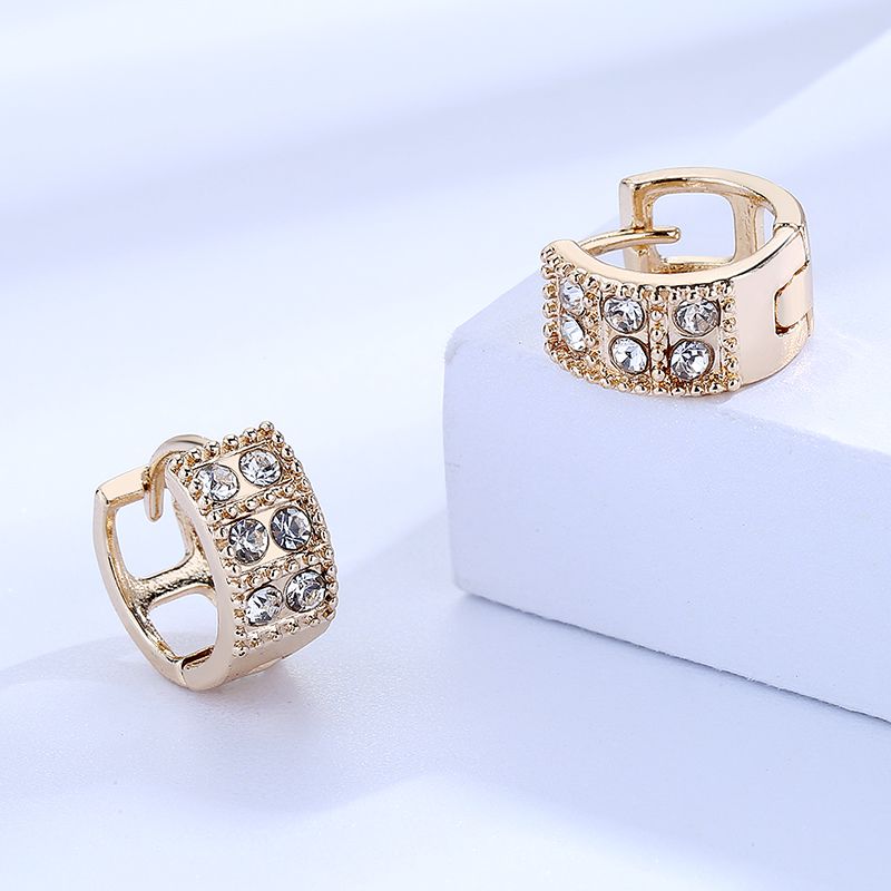18k Layered Real Gold Filled Icedout round huggies earrings #7