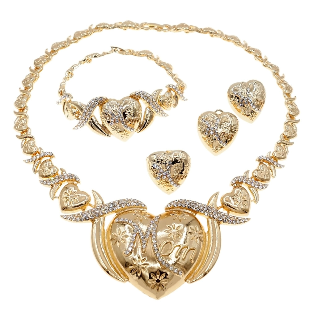 HUGS &KISSES xo big heart mom set gold Plated #145