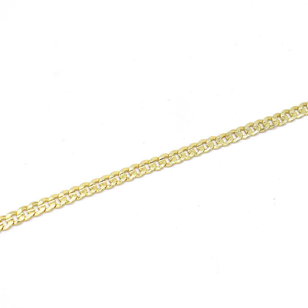 18k Layered real gold Plated close up Cuban link anklet bracelet #41