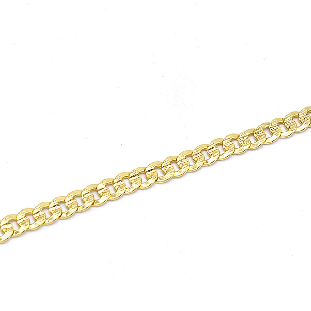 18k Layered real gold Plated close up Cuban link anklet bracelet #41