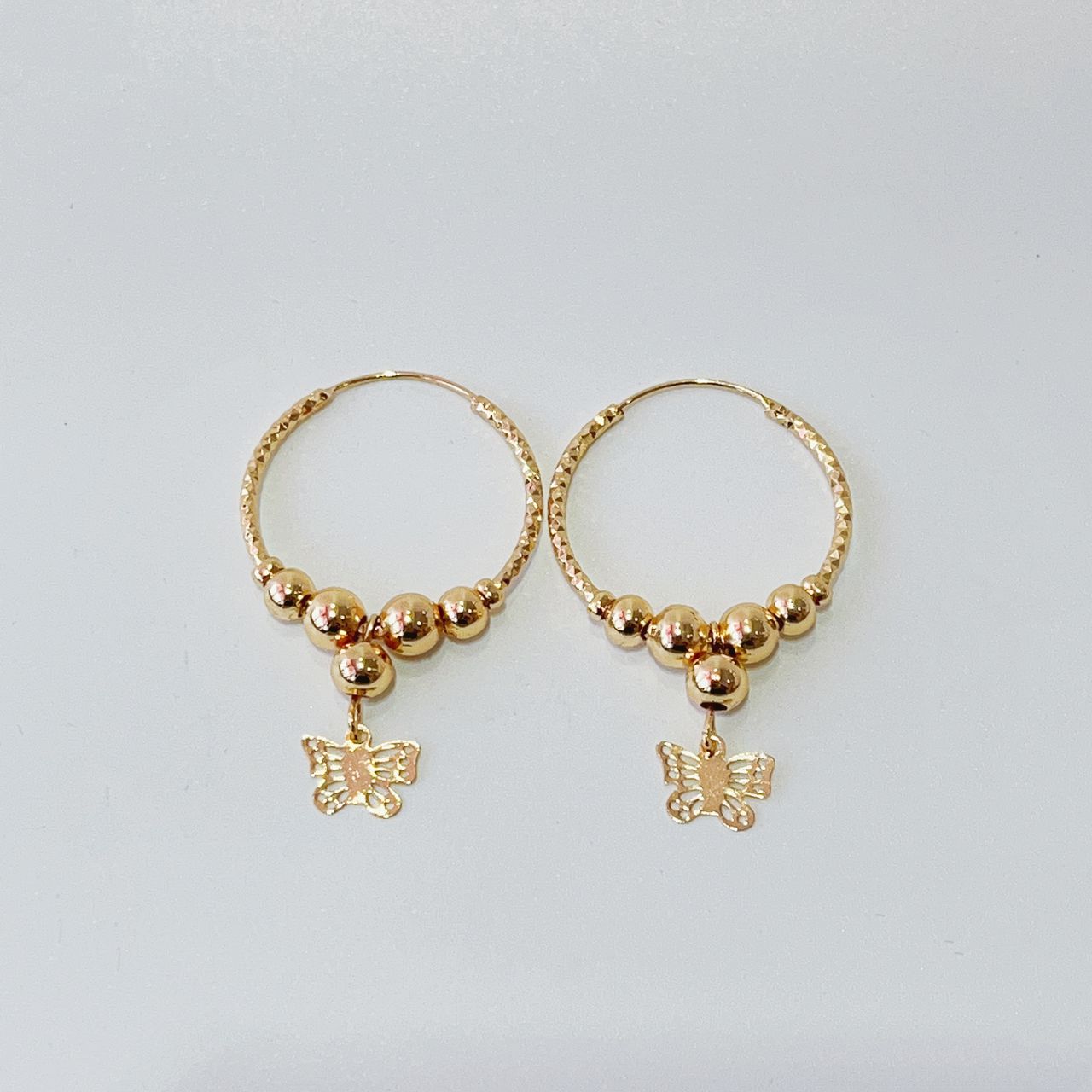 18k Layered real gold Plated butterfly hoop earrings #86