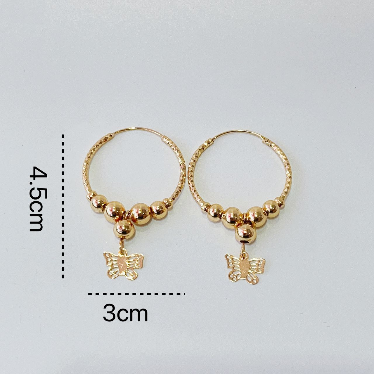 18k Layered real gold Plated butterfly hoop earrings #86