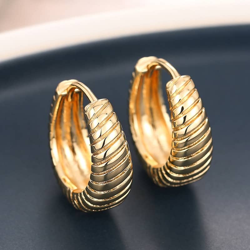 18k Layered Real Gold Plated oval hoop earrings #90