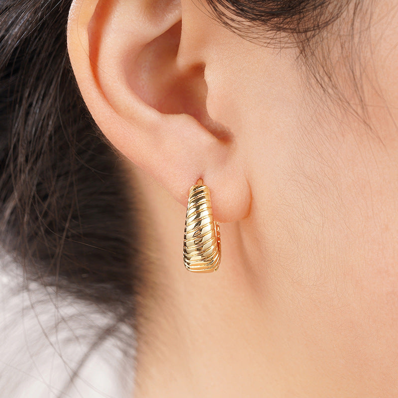 18k Layered Real Gold Plated oval hoop earrings #90