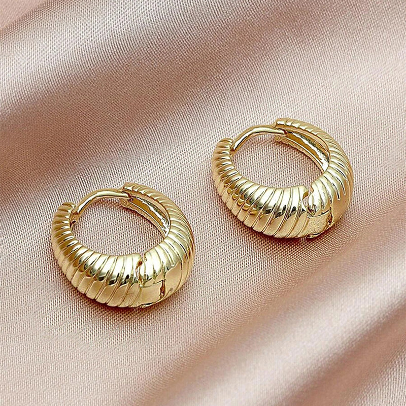 18k Layered Real Gold Plated oval hoop earrings #90