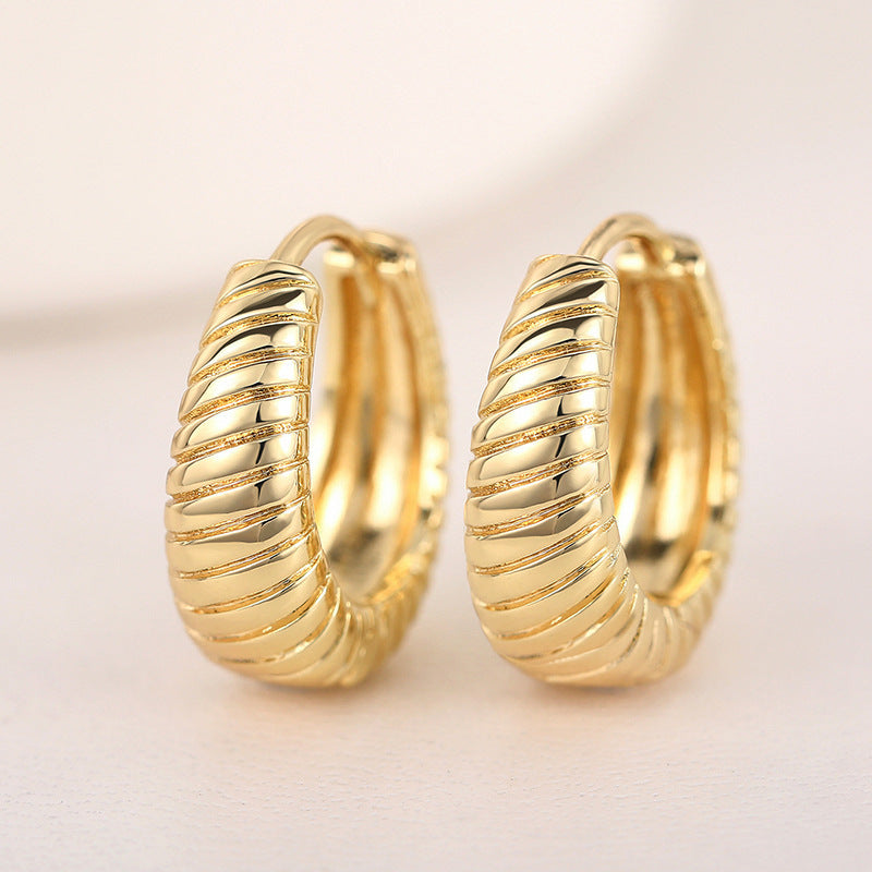 18k Layered Real Gold Plated oval hoop earrings #90