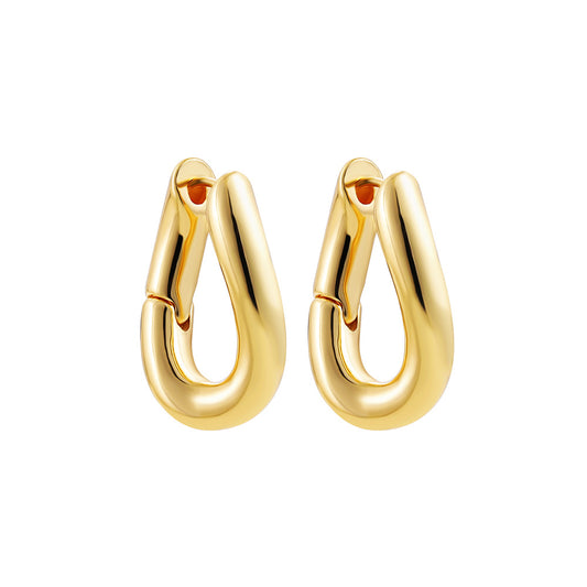 18k Layered Real Gold Filled oval shape hoop earrings #91