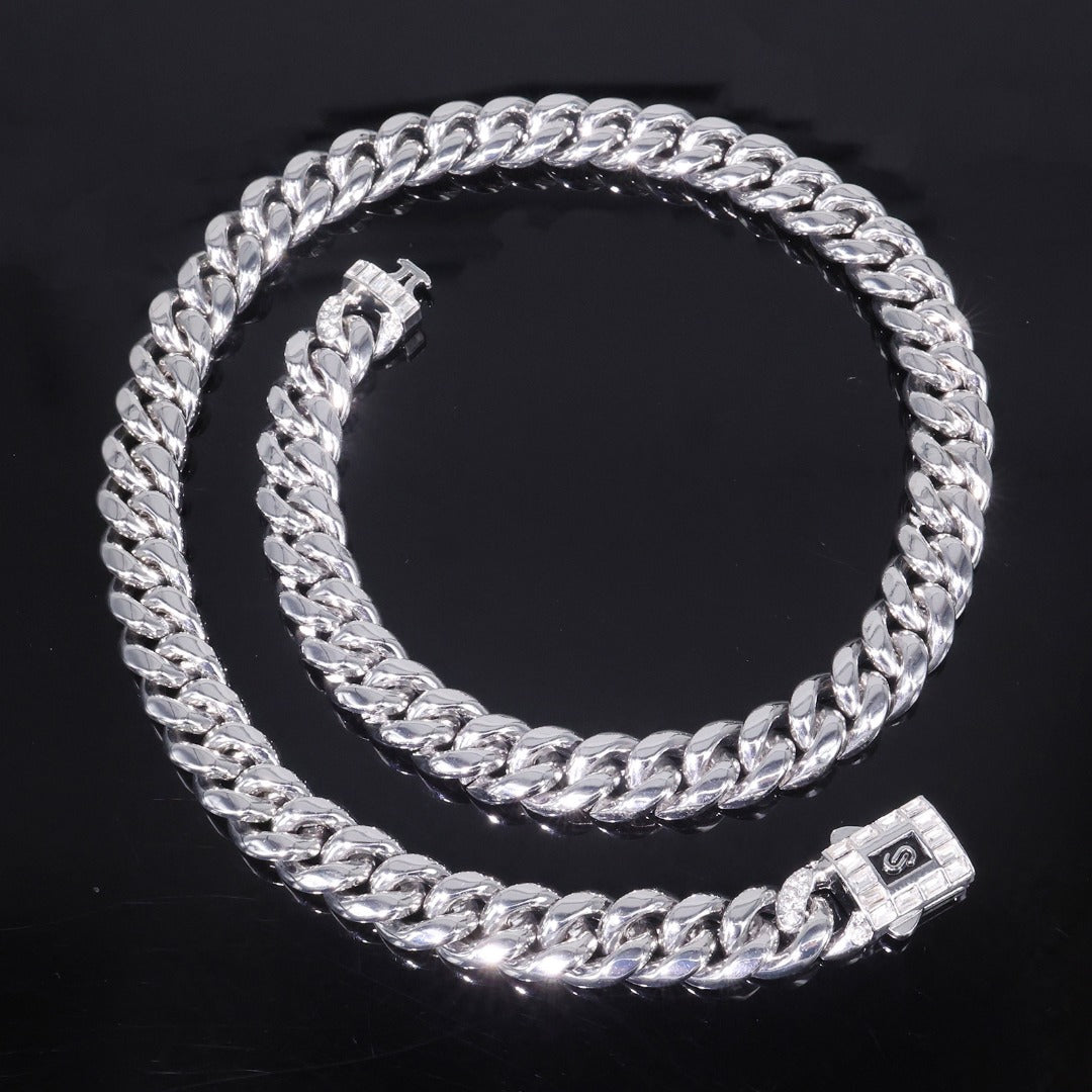 14k Layered Real Gold Plated cuben set necklace bracelet hip icedout